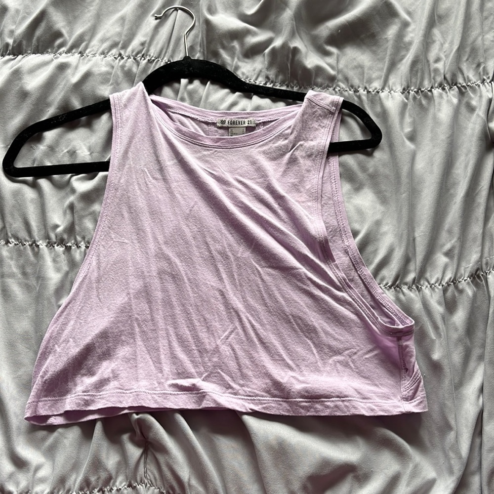 Forever 21 purple dropped workout top